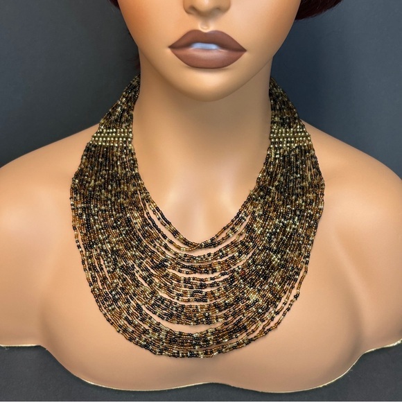 Jewelry - Gold and Black Multi-Layered Statement Necklace